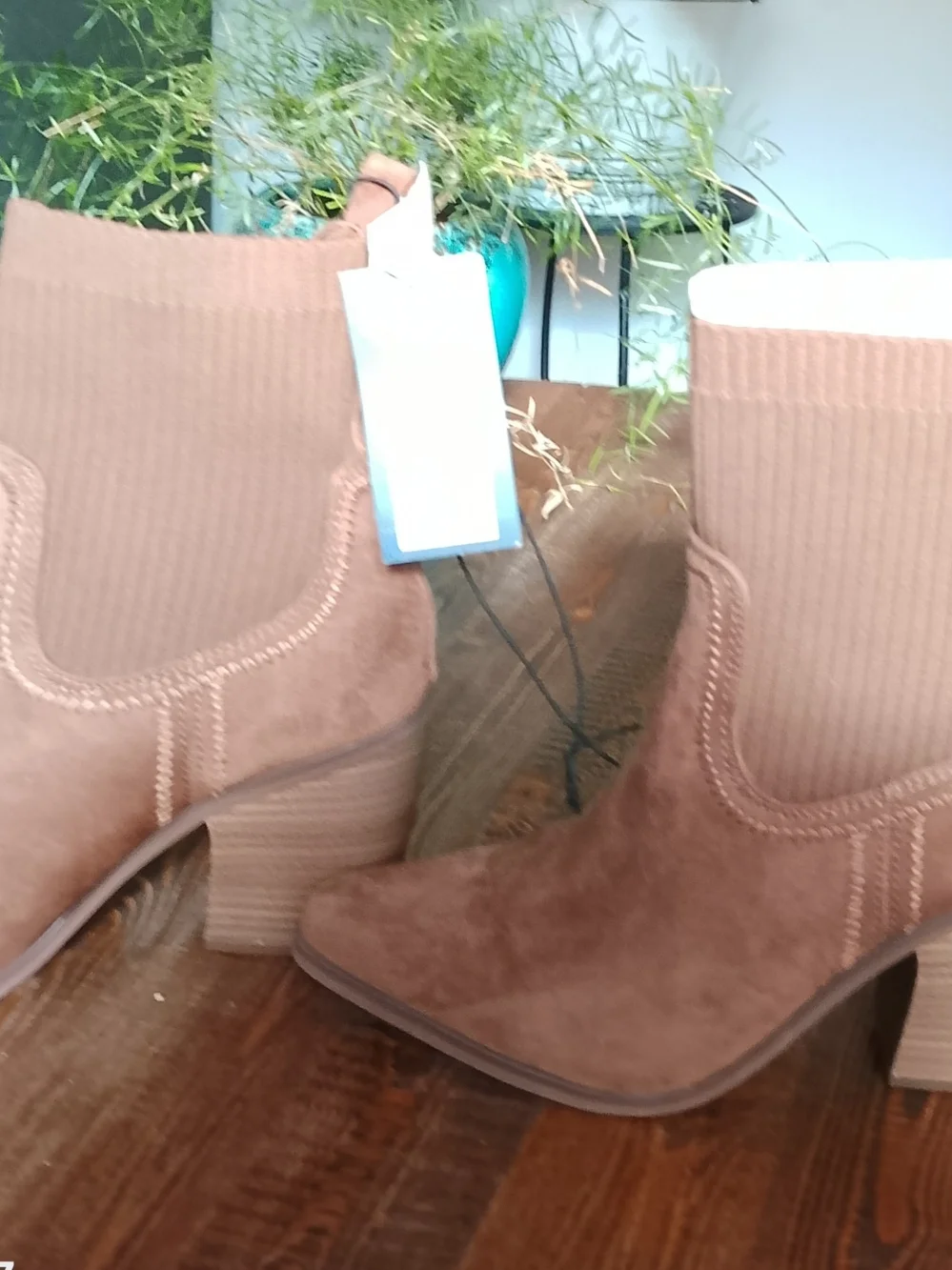 Universal Thread Brown Suede Chelsea Booties with Block Heel